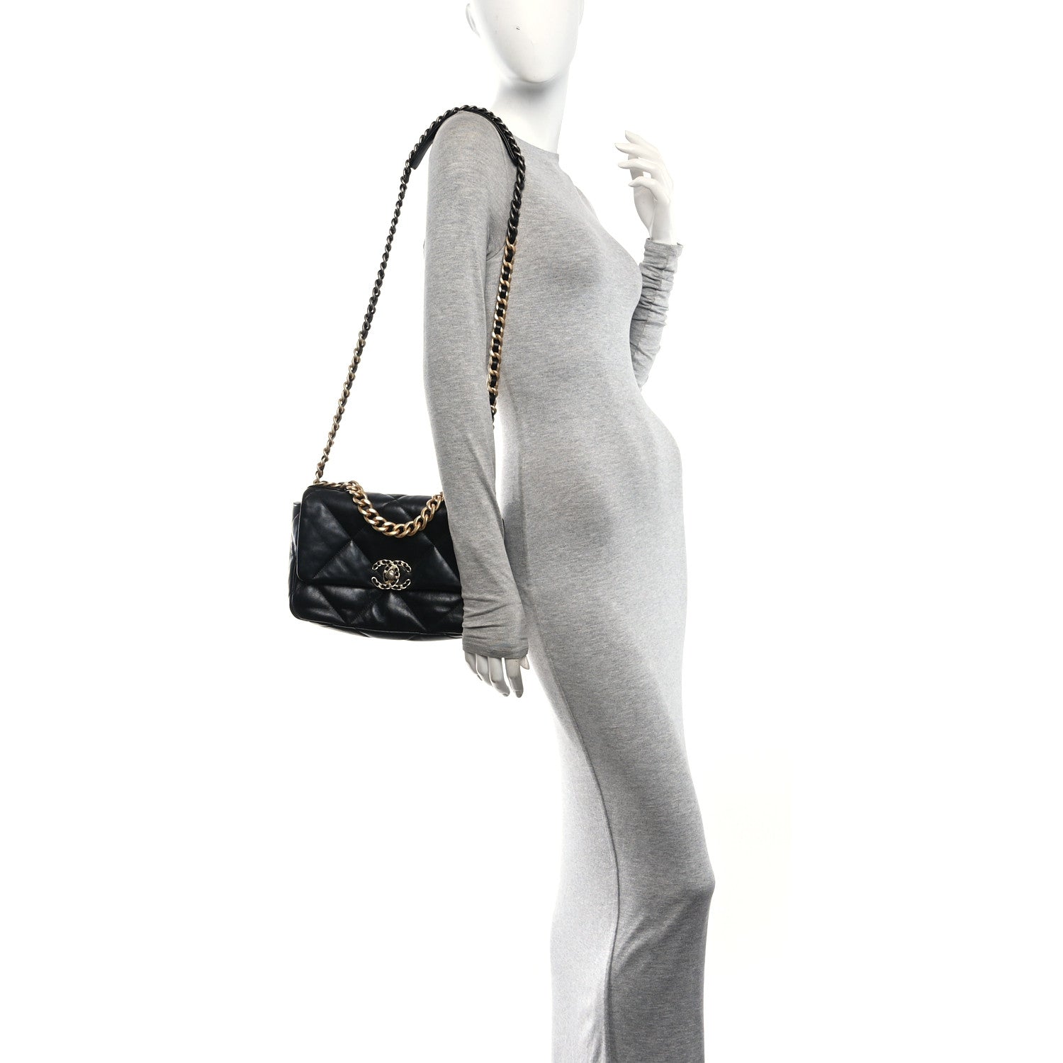 Chanel Lambskin Quilted Medium Chanel 19 Flap Black 2 of 11