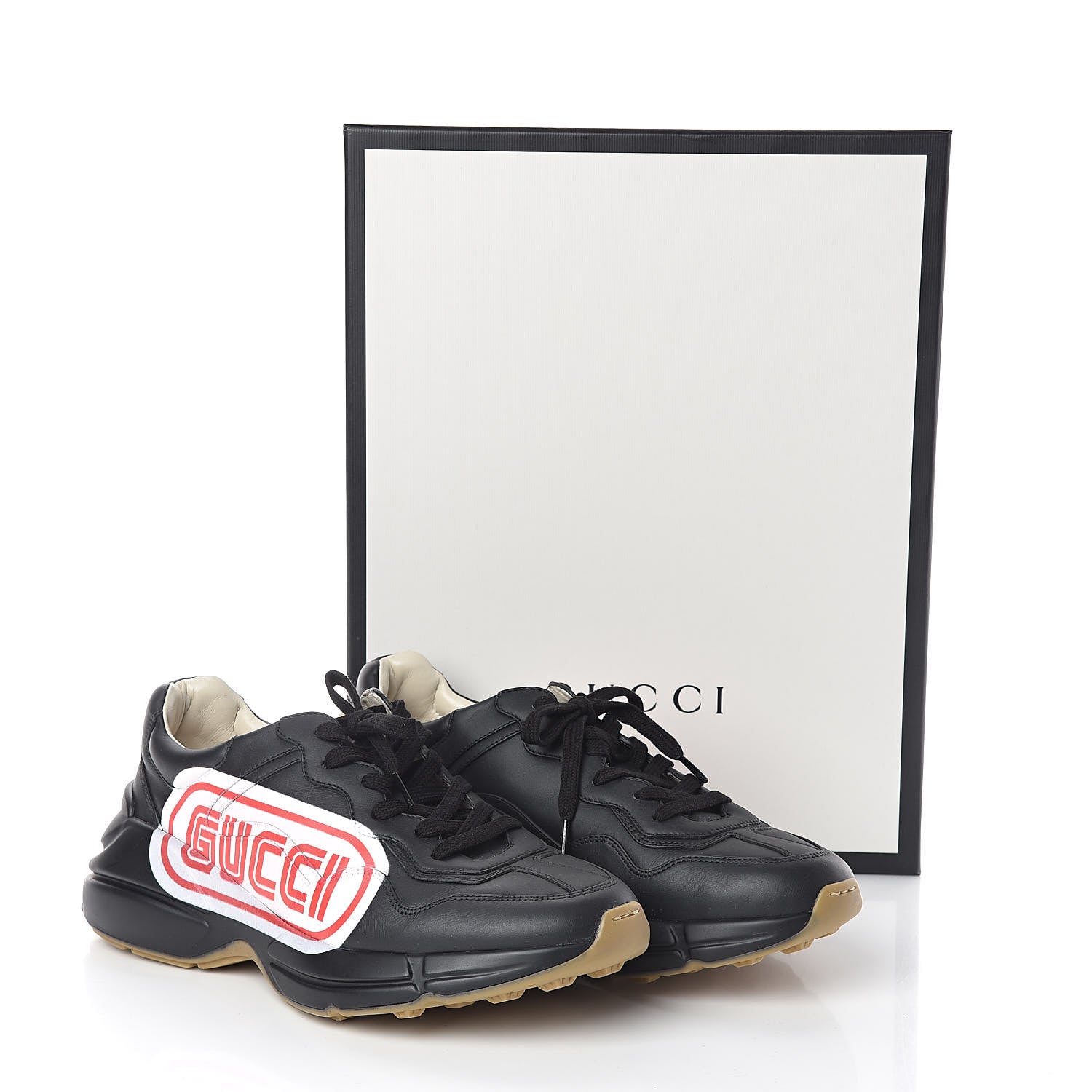 Gucci X SEGA Calfskin Logo Mens Rhyton Sneakers 7 Black 8 of 8
