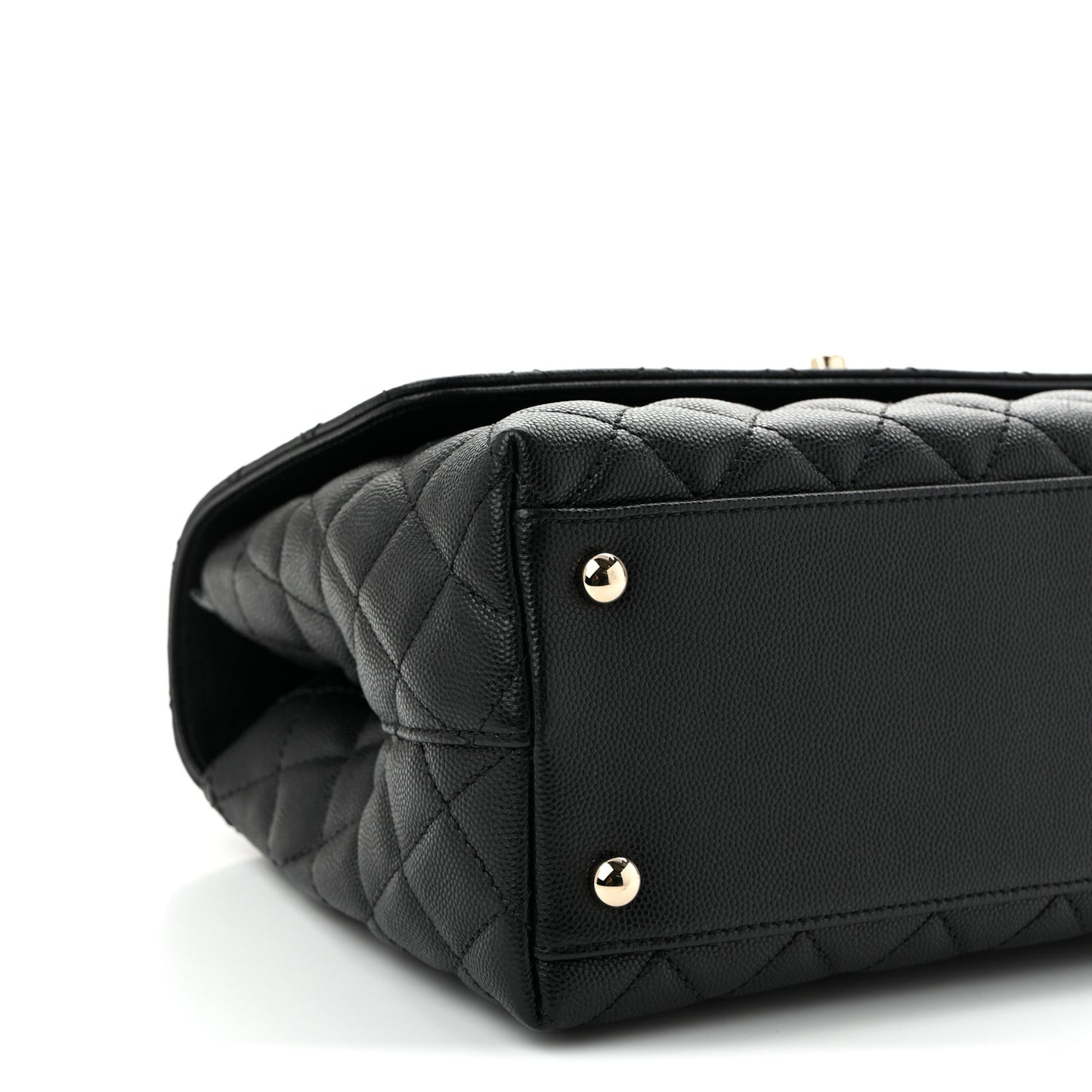 Caviar Quilted Small Coco Handle Flap Black