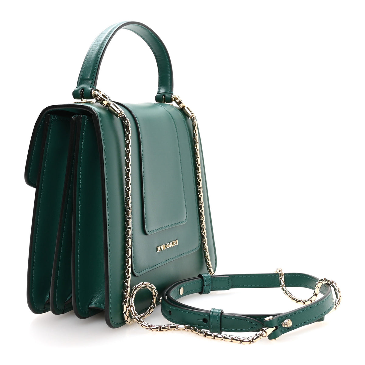 Calfskin Serpenti Forever Top Handle Emerald Green