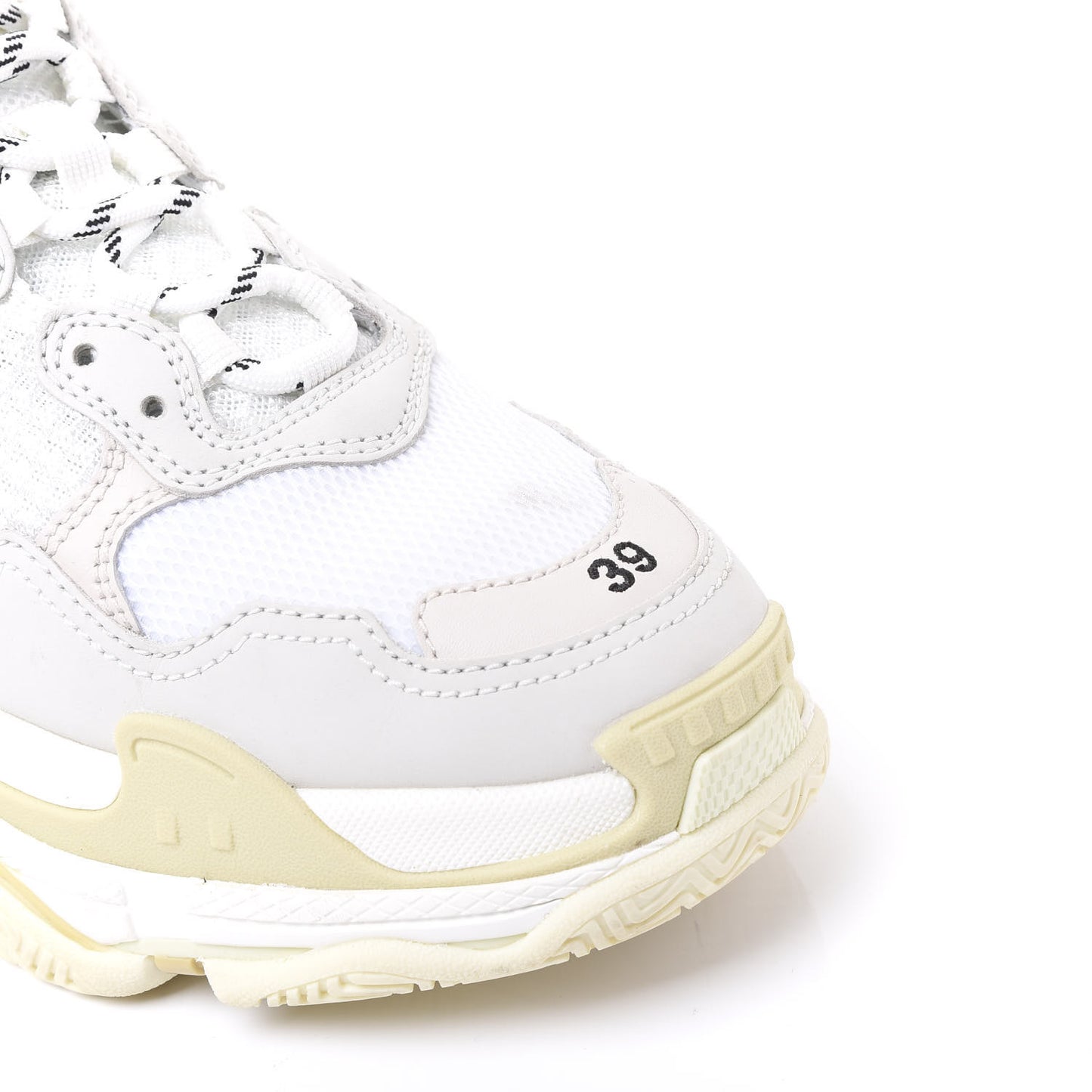 Fabric Mesh Womens Triple S Sneakers 39 White