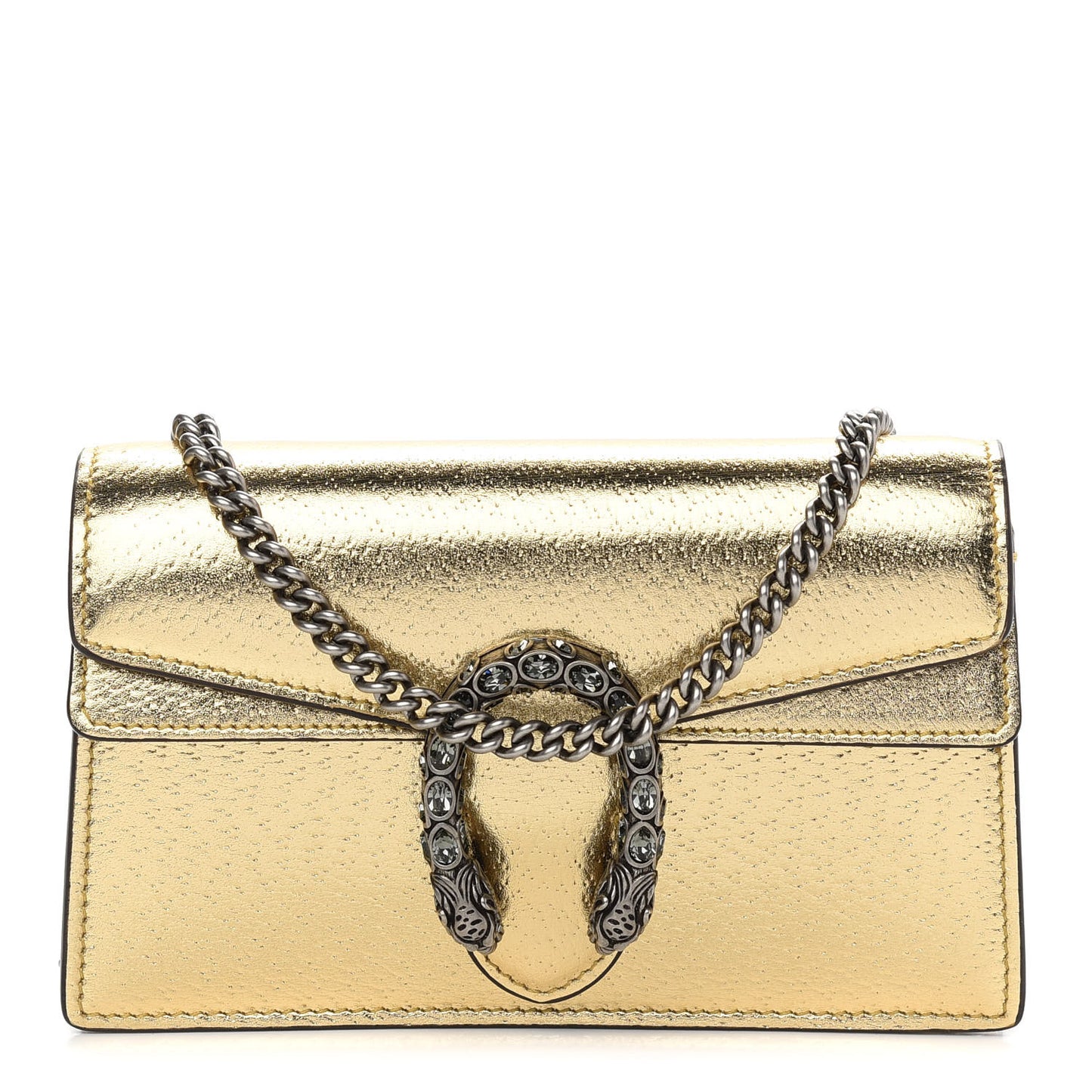 Metallic Calfskin Super Mini Dionysus Shoulder Bag Gold
