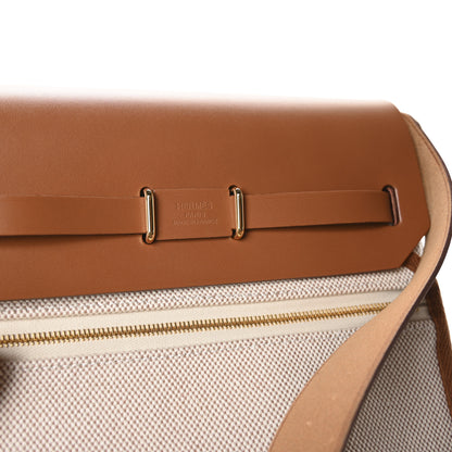 Hermes Military Toile Vache Hunter Herbag Zip Retourne 20 Ecru Beige Fauve 6 of 11