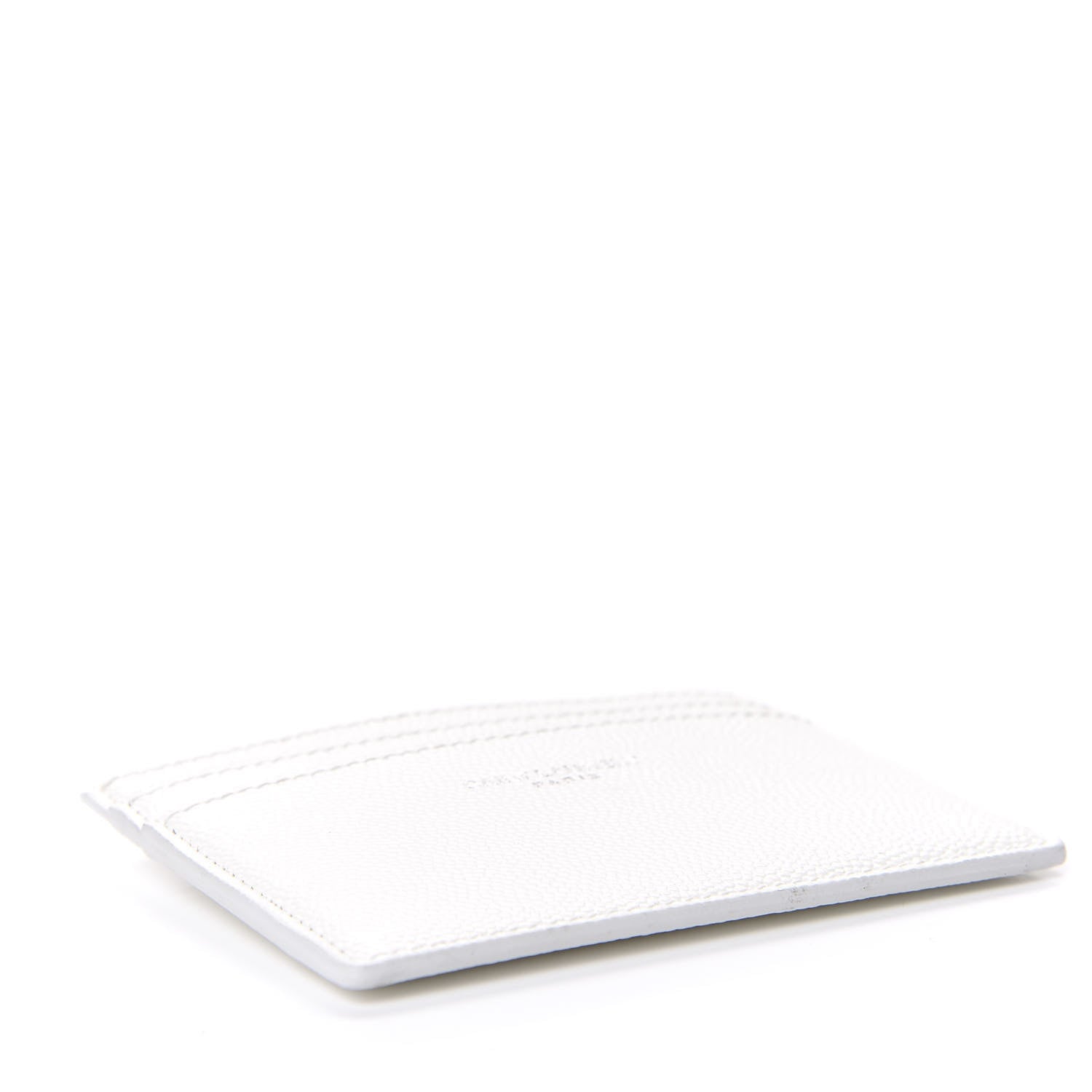 Saint Laurent Grain de Poudre Credit Card Case Icy White 3 of 7