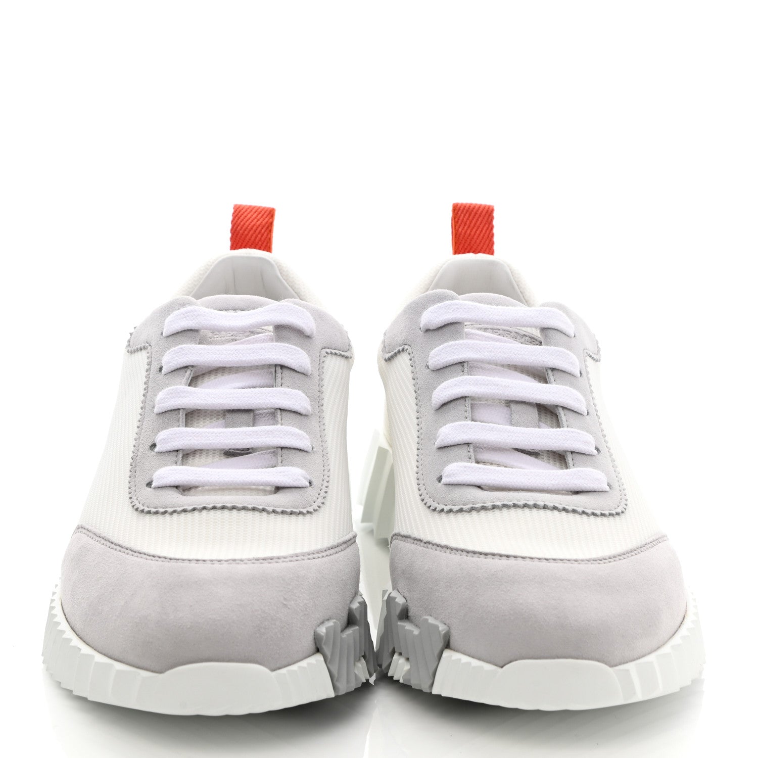 Hermes Technical Canvas Suede Goatskin Bouncing Sneakers 37 White Multicolor 2 of 9