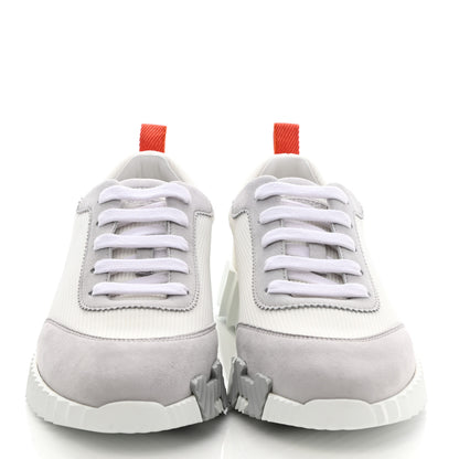 Hermes Technical Canvas Suede Goatskin Bouncing Sneakers 37 White Multicolor 2 of 9