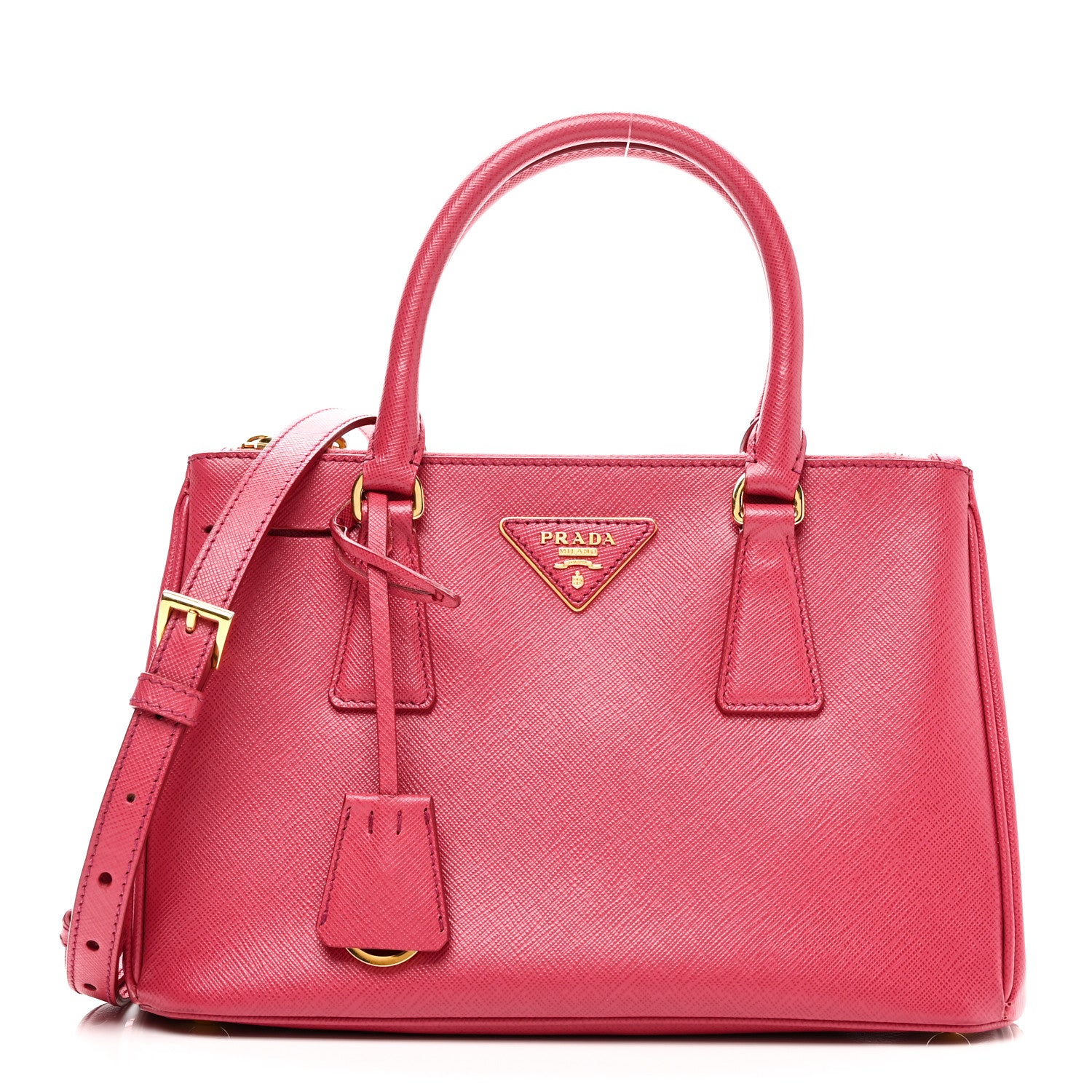 Prada Saffiano Mini Galleria Double Zip Tote Peonia 1 of 12