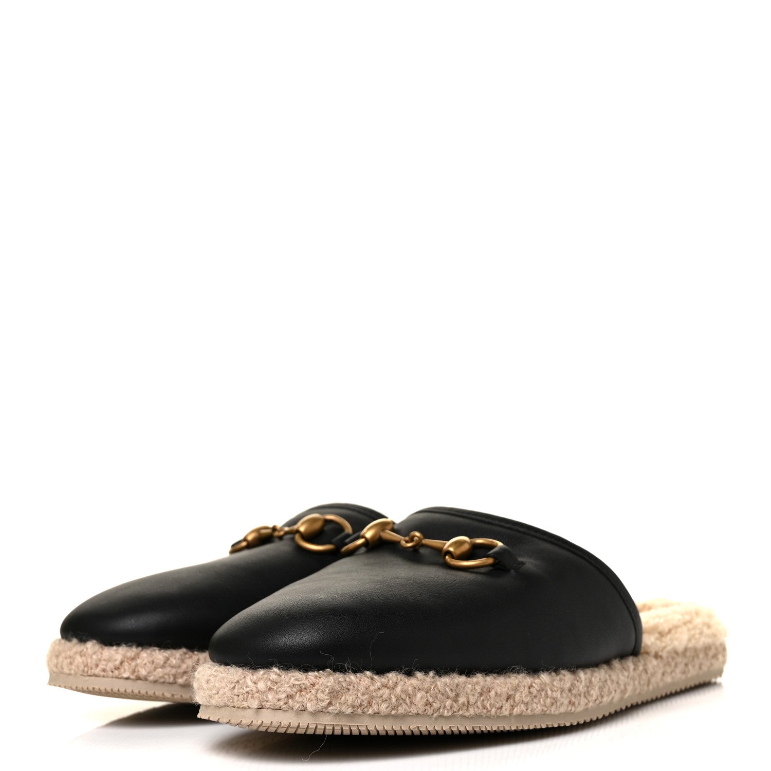 Gucci Nappa Wool Womens Fria Slippers 39.5 Black Butterscotch 3 of 9