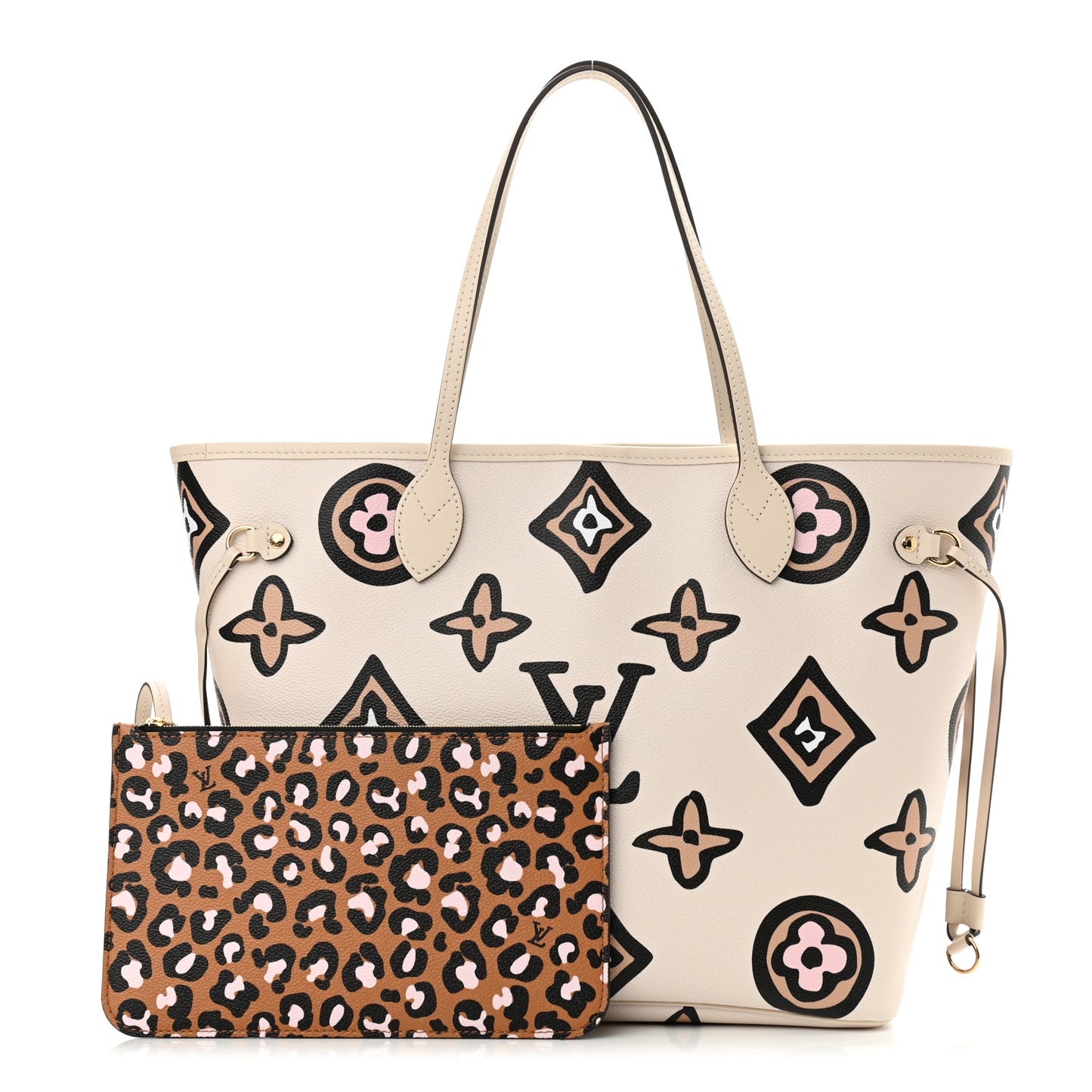 Monogram Giant Wild At Heart Neverfull MM Creme