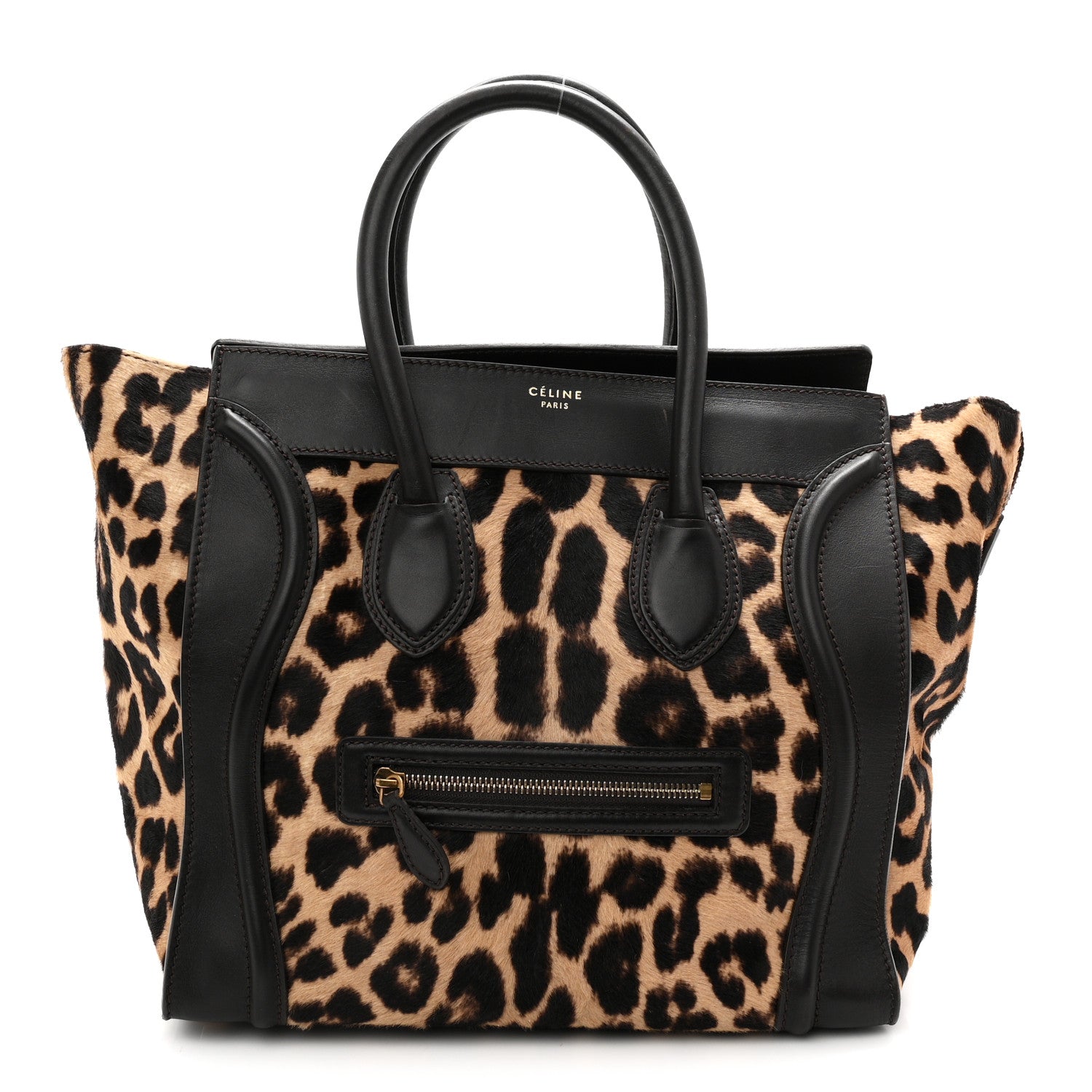 Celine Leopard Pony Hair Mini Luggage Black 1 of 12