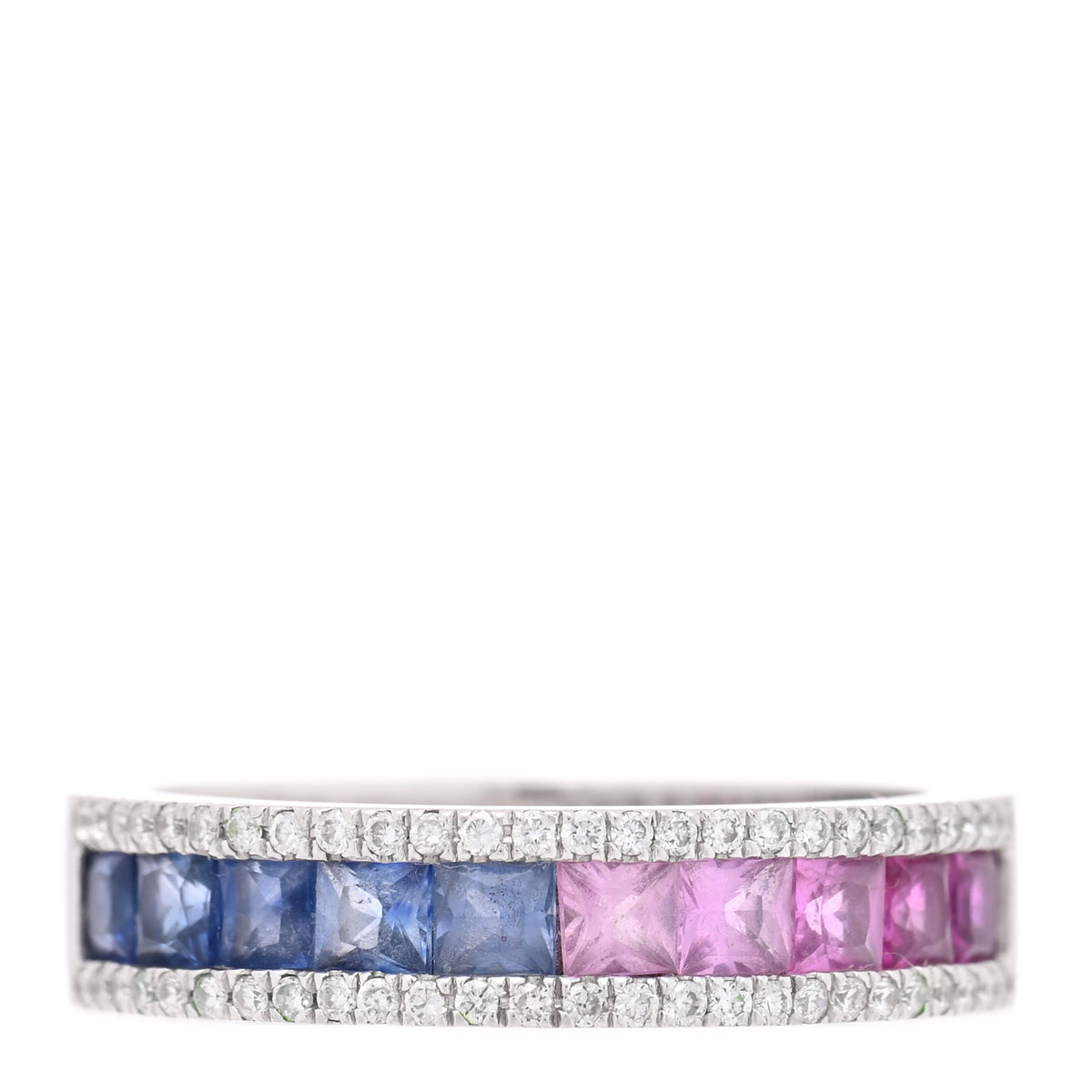Parker & West by FASHIONPHILE 14K White Gold Diamond Blue Pink Sapphire .20ctw Band Ring 53 6.25 1 of 9