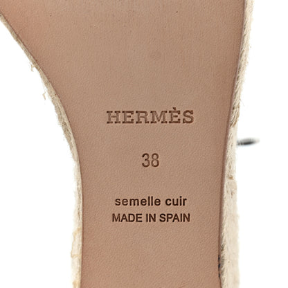 Hermes Calfskin Tipoli Espadrille Wedges 38 Black 6 of 8