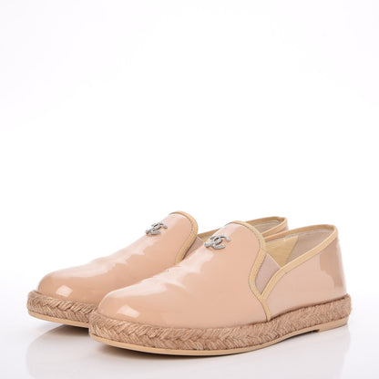 Chanel Patent CC Loafers Espadrille 35 Beige 3 of 9