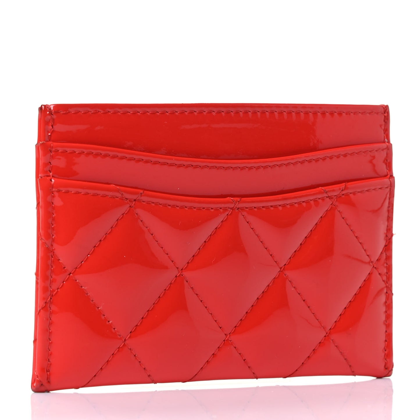 Patent Quilted Card Holder Red