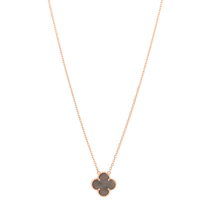 Van Cleef & Arpels 18K Rose Gold Gray Mother of Pearl Vintage Alhambra Pendant Necklace 1 of 6