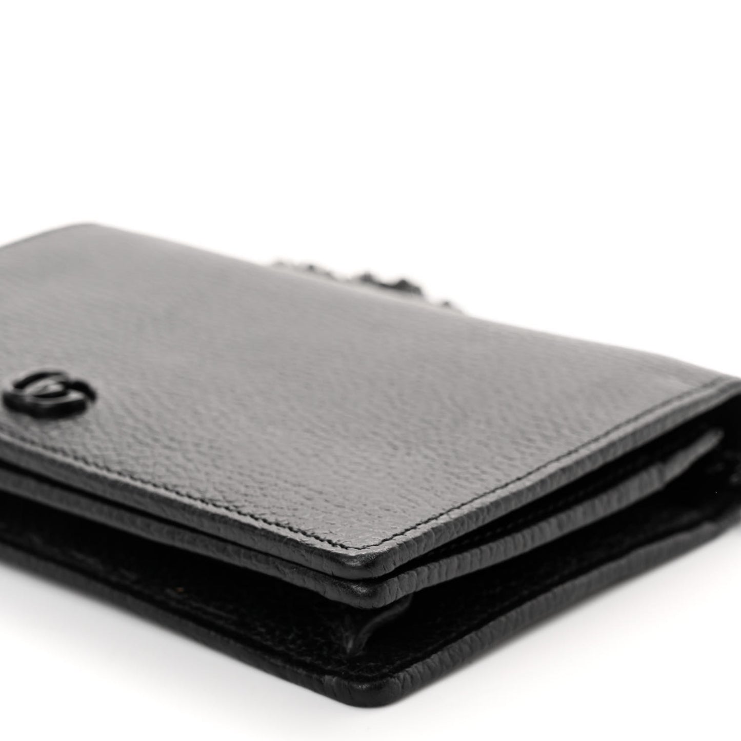 Dollar Calfskin Enamel Monochrome Mini GG Marmont Chain Wallet Black