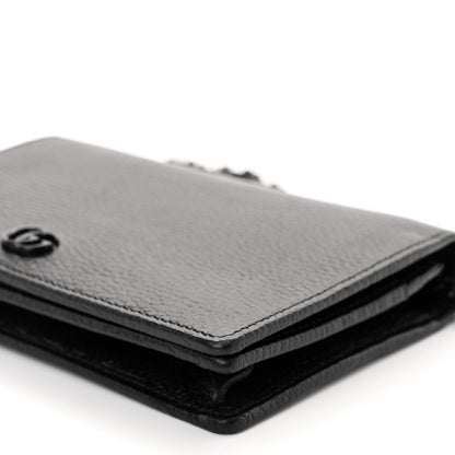 Gucci Dollar Calfskin Enamel Monochrome Mini GG Marmont Chain Wallet Black 10 of 11
