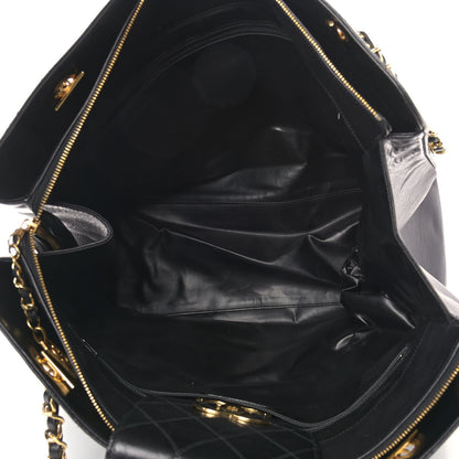 Chanel Calfskin Stitched XL Weekender Black 5 of 14