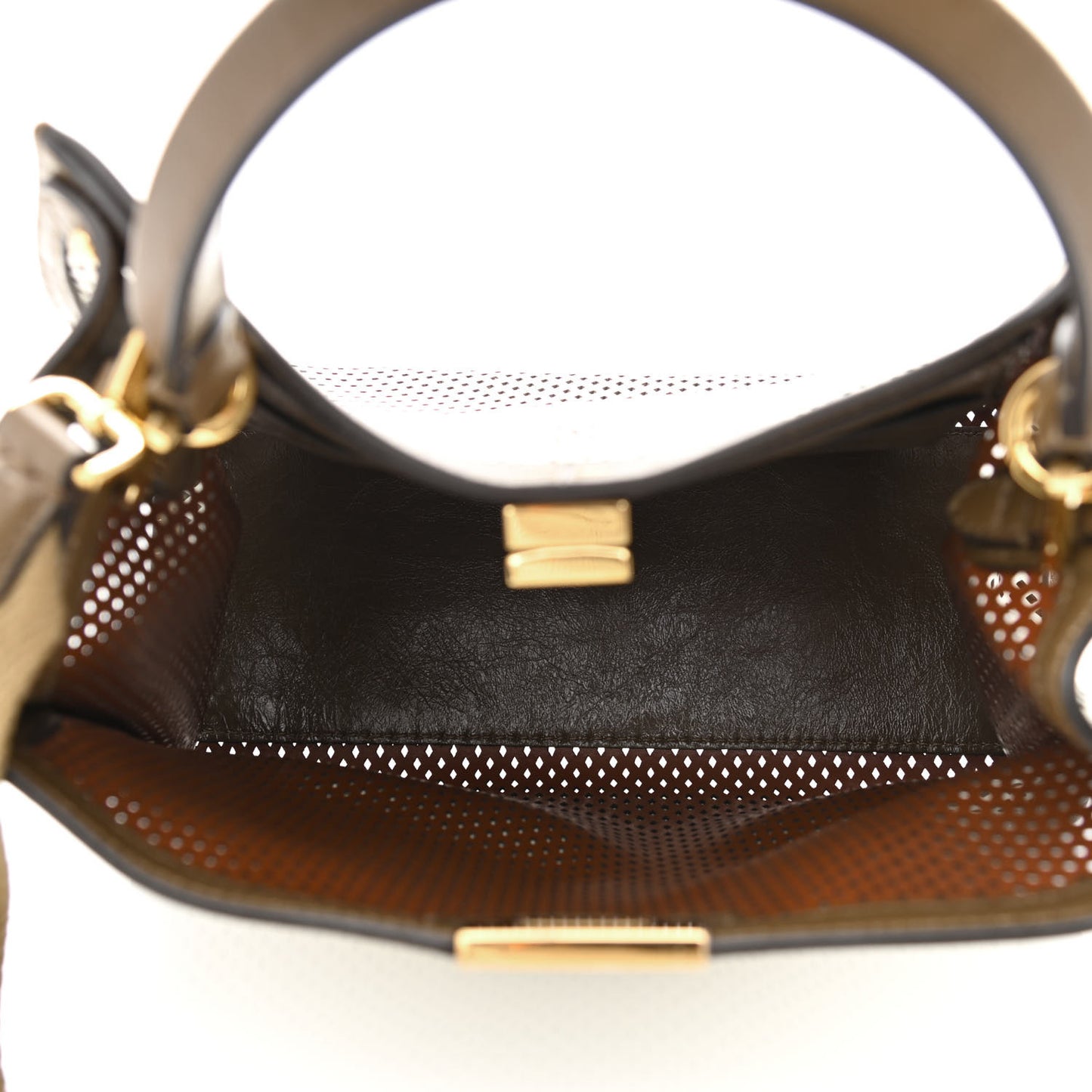 Vitello Liberty Glossy Lambskin Perforated Medium Peekaboo X-Lite White Ice Rust Maya