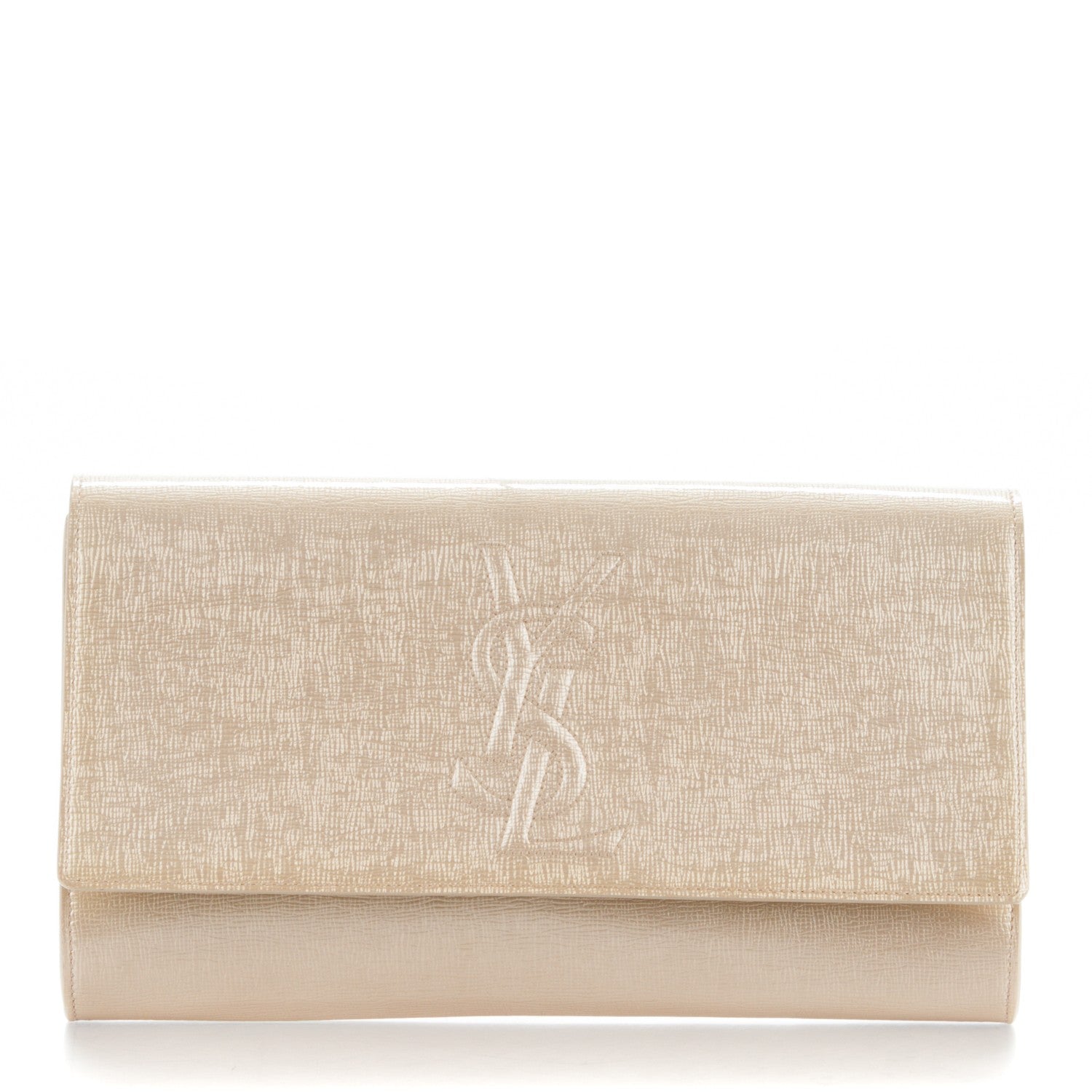 Saint Laurent Textured Patent Large Belle De Jour Clutch Champagne Gold 1 of 7