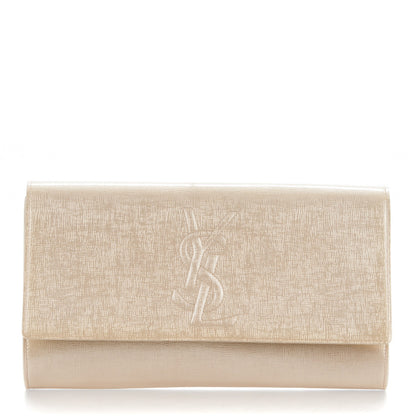 Saint Laurent Textured Patent Large Belle De Jour Clutch Champagne Gold 1 of 7