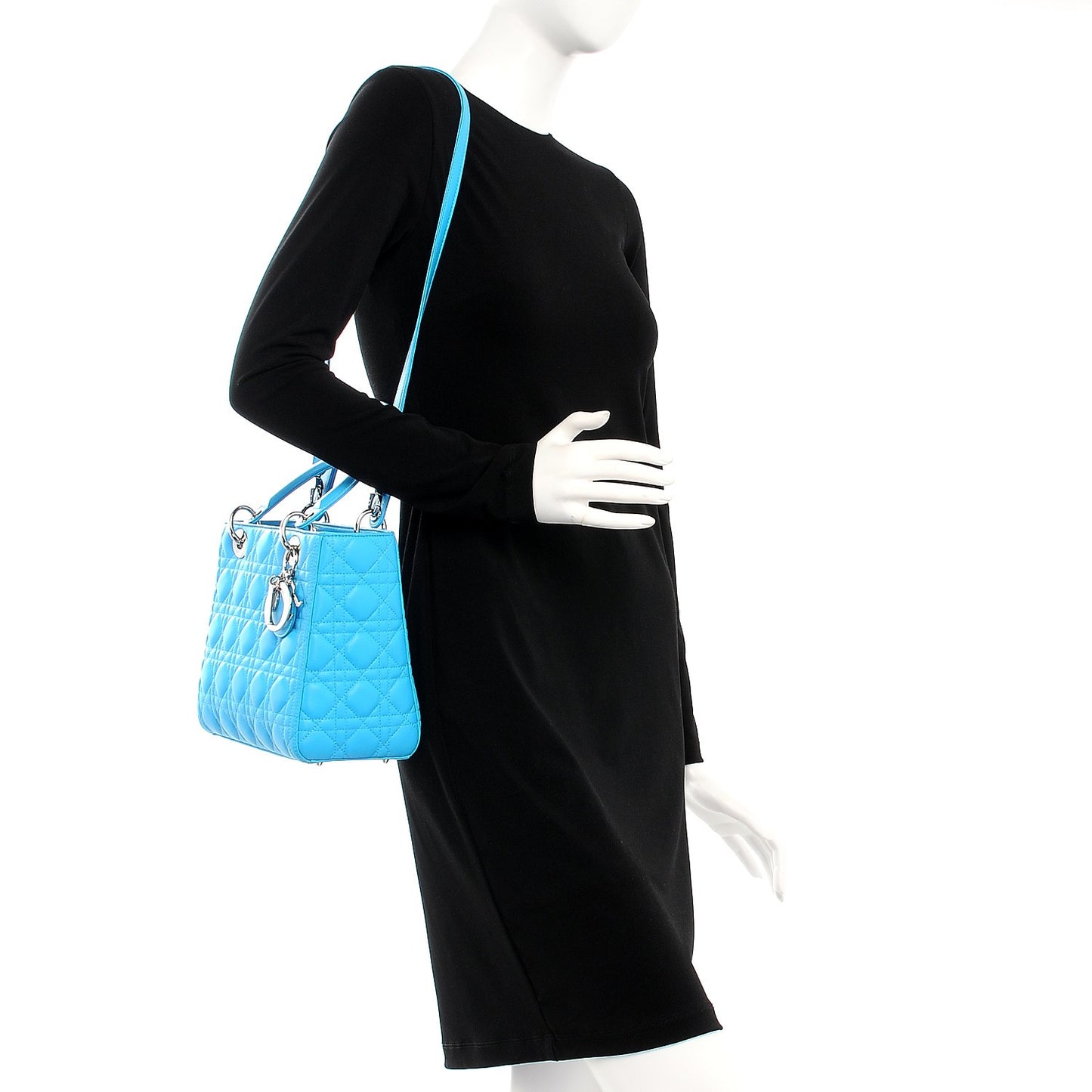 Lambskin Cannage Medium Lady Dior Blue