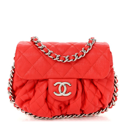 Chanel Washed Lambskin Mini Chain Around Messenger Red 1 of 11