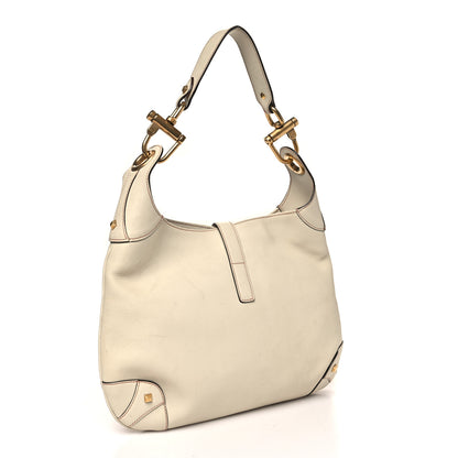 Gucci Calfskin Piston Lock Jackie O Hobo White 3 of 12
