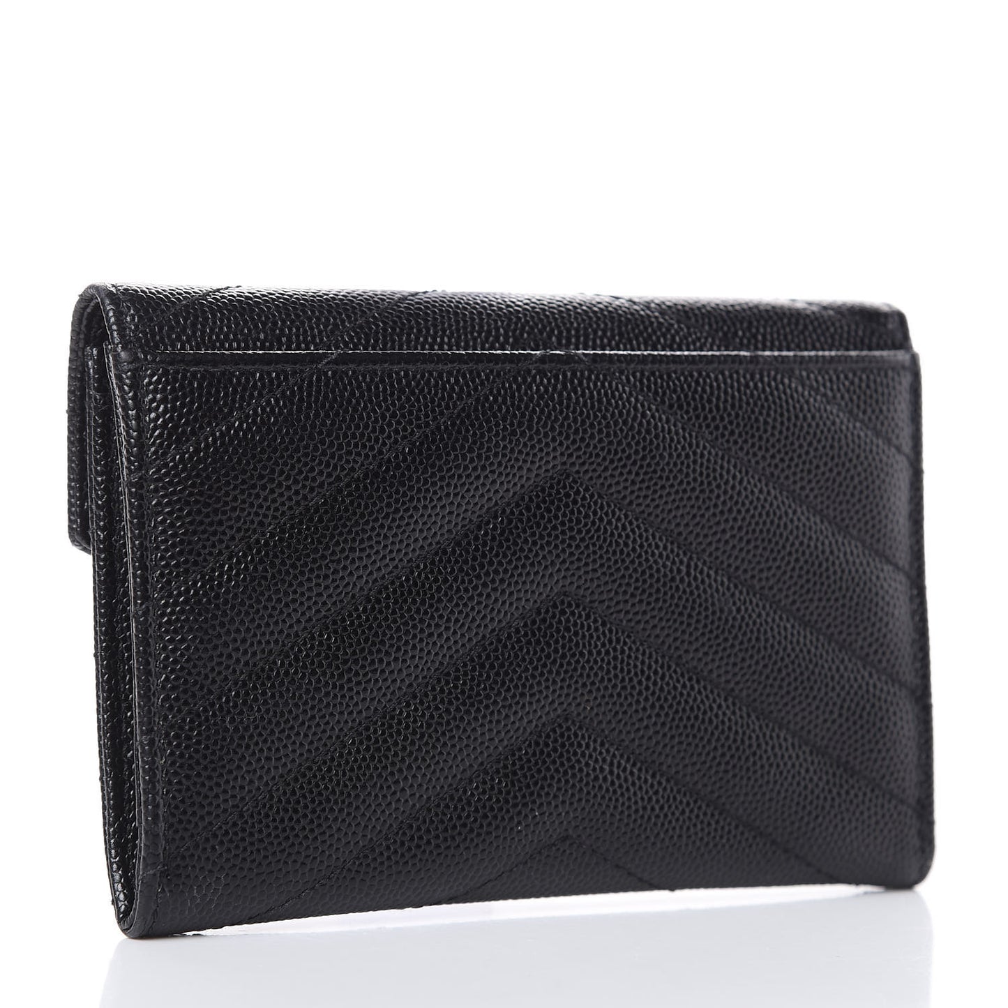 Grain De Poudre Matelasse Chevron Small Monogram Envelope Wallet Black