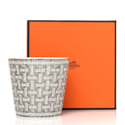 Hermes Porcelain Mosaique Au 24 Porcelain Candle Tumbler Platinum 7 of 7