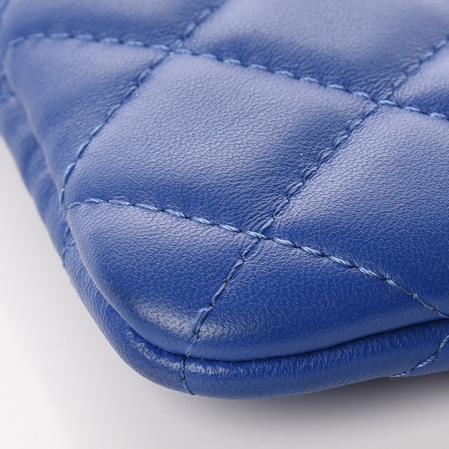 Chanel Lambskin Quilted Small Cosmetic Case Blue 6 of 10