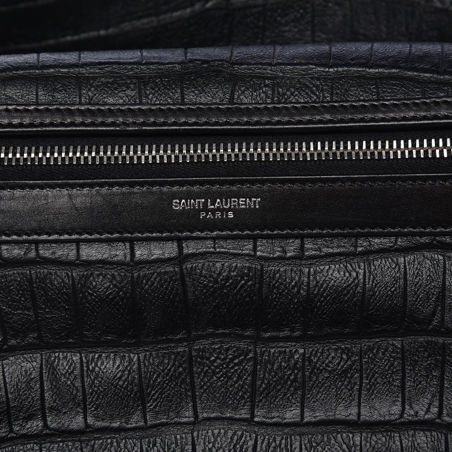 Saint Laurent Croc Calfskin Embossed Hunting Backpack Black 6 of 7
