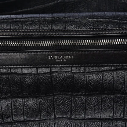 Saint Laurent Croc Calfskin Embossed Hunting Backpack Black 6 of 7