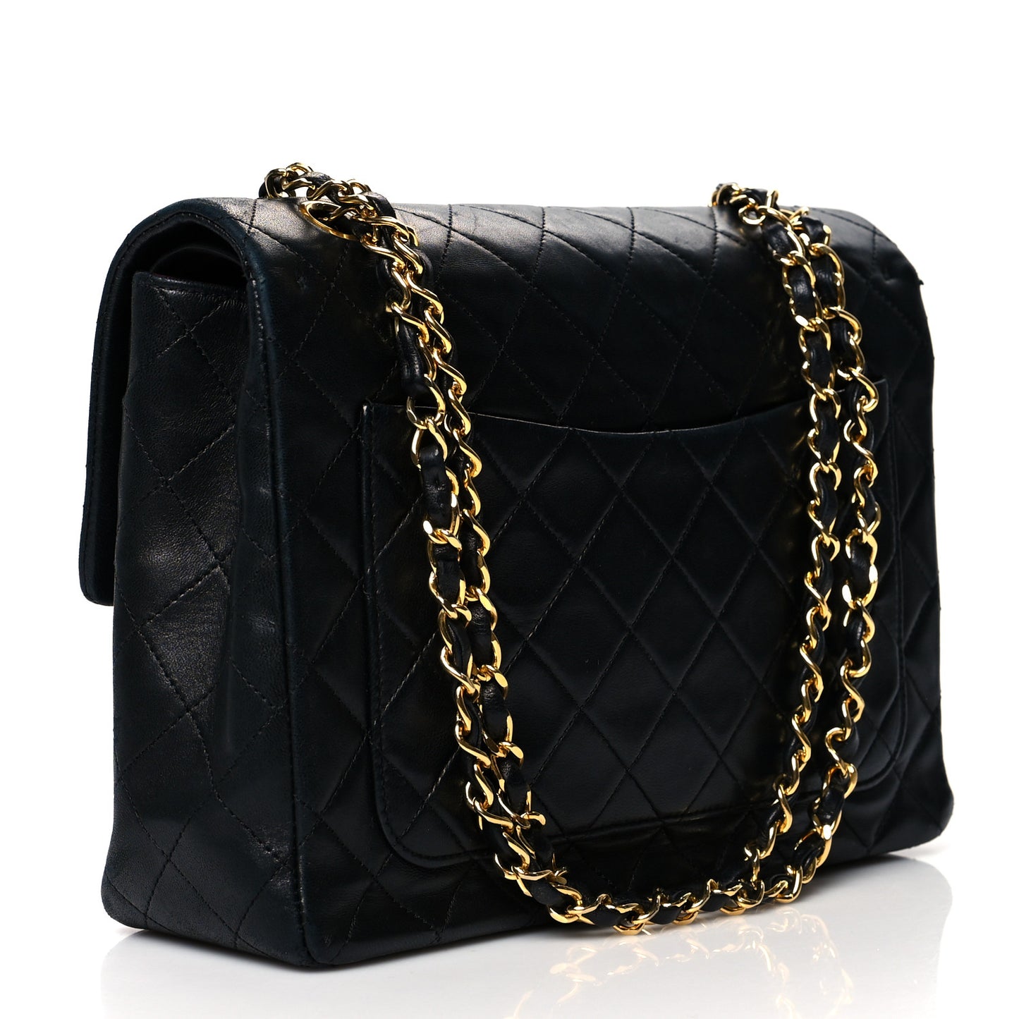 Lambskin Quilted Medium Double Flap Black