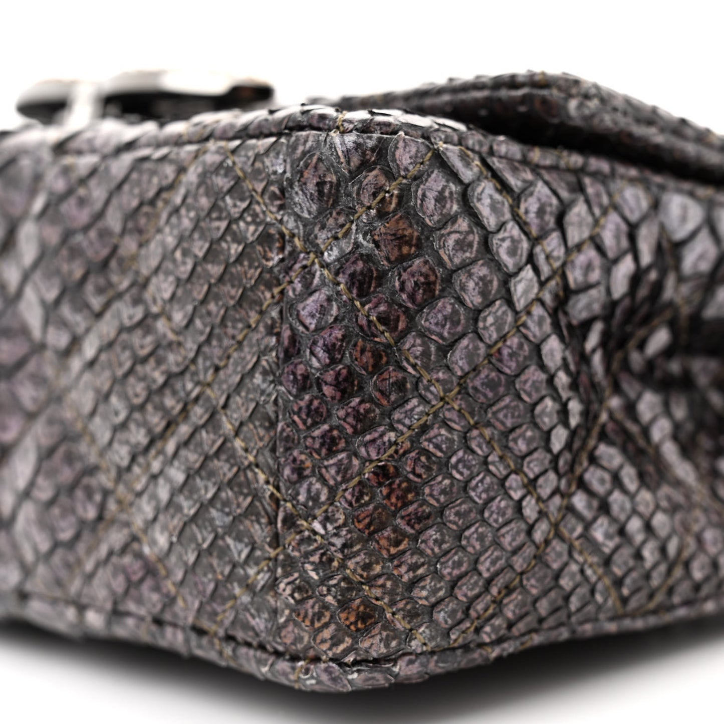 Metallic Snakeskin Strass Flap Bag Light Purple