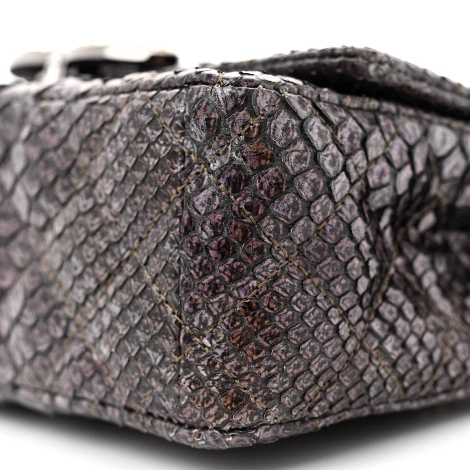 Chanel Metallic Snakeskin Strass Flap Bag Light Purple 10 of 13