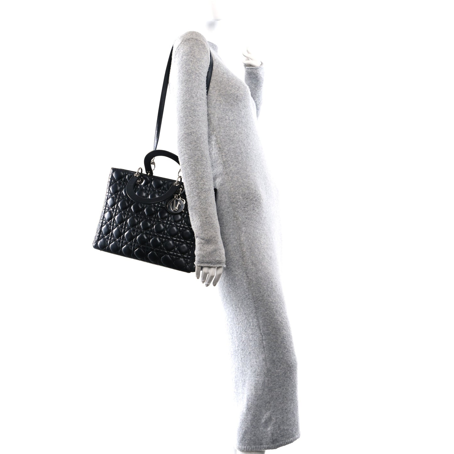 Lambskin Cannage Large Lady Dior Black