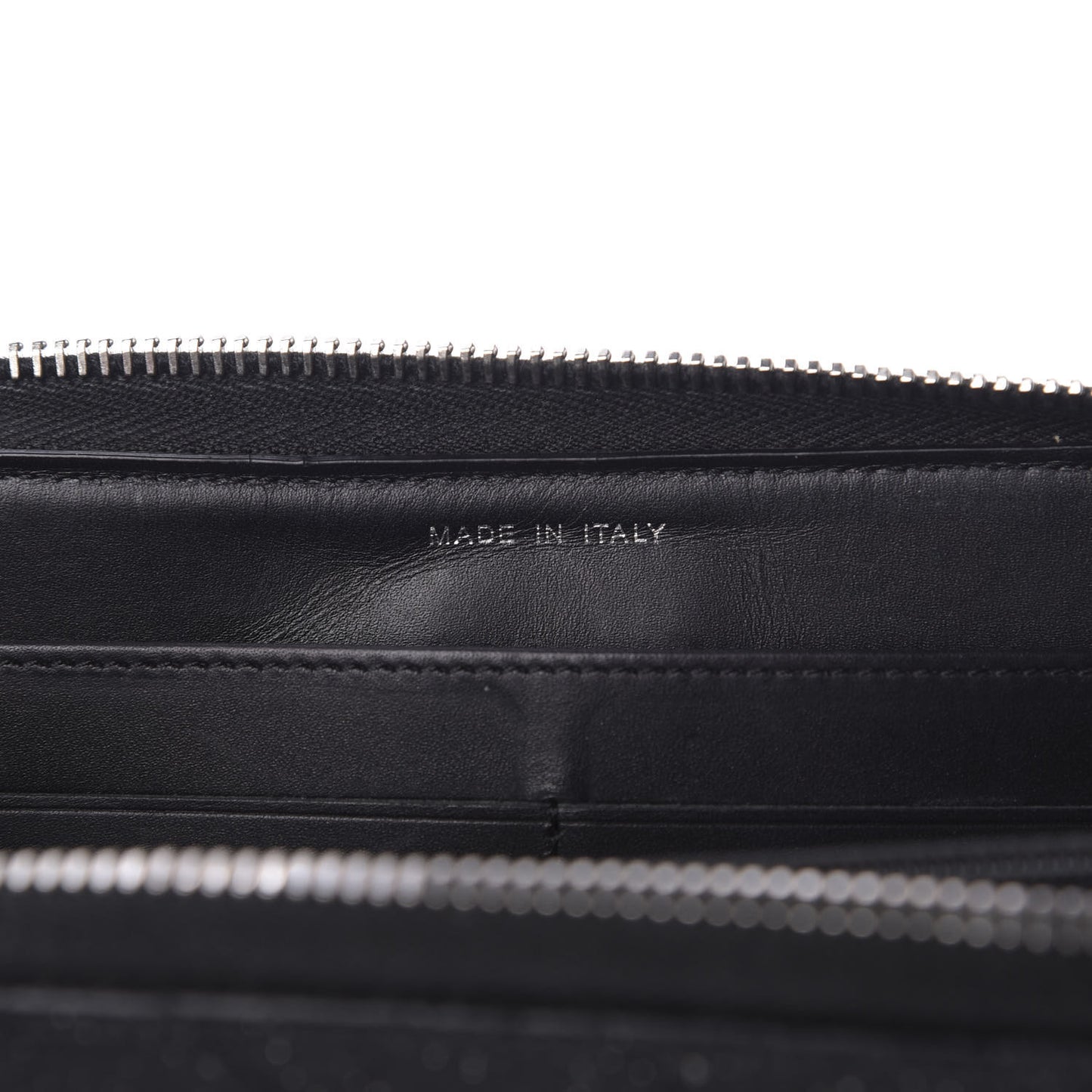 Glittered Calfskin Quilted Large Gusset Zip Wallet Black
