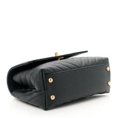 Chanel Caviar Chevron Quilted Mini Coco Handle Flap Black 4 of 11