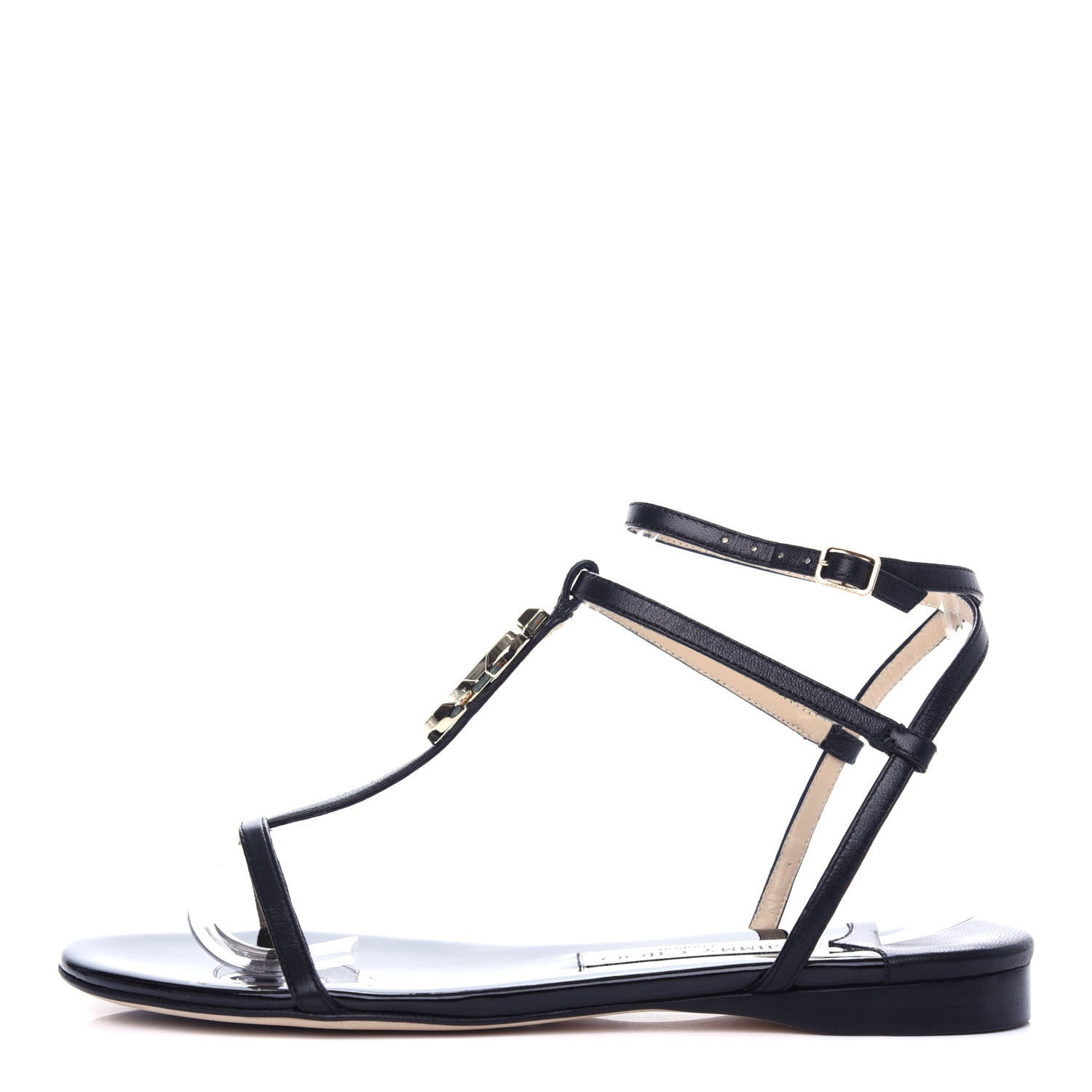 Jimmy Choo Nappa Patent Alodie Flat Sandals 39 Black 1 of 10