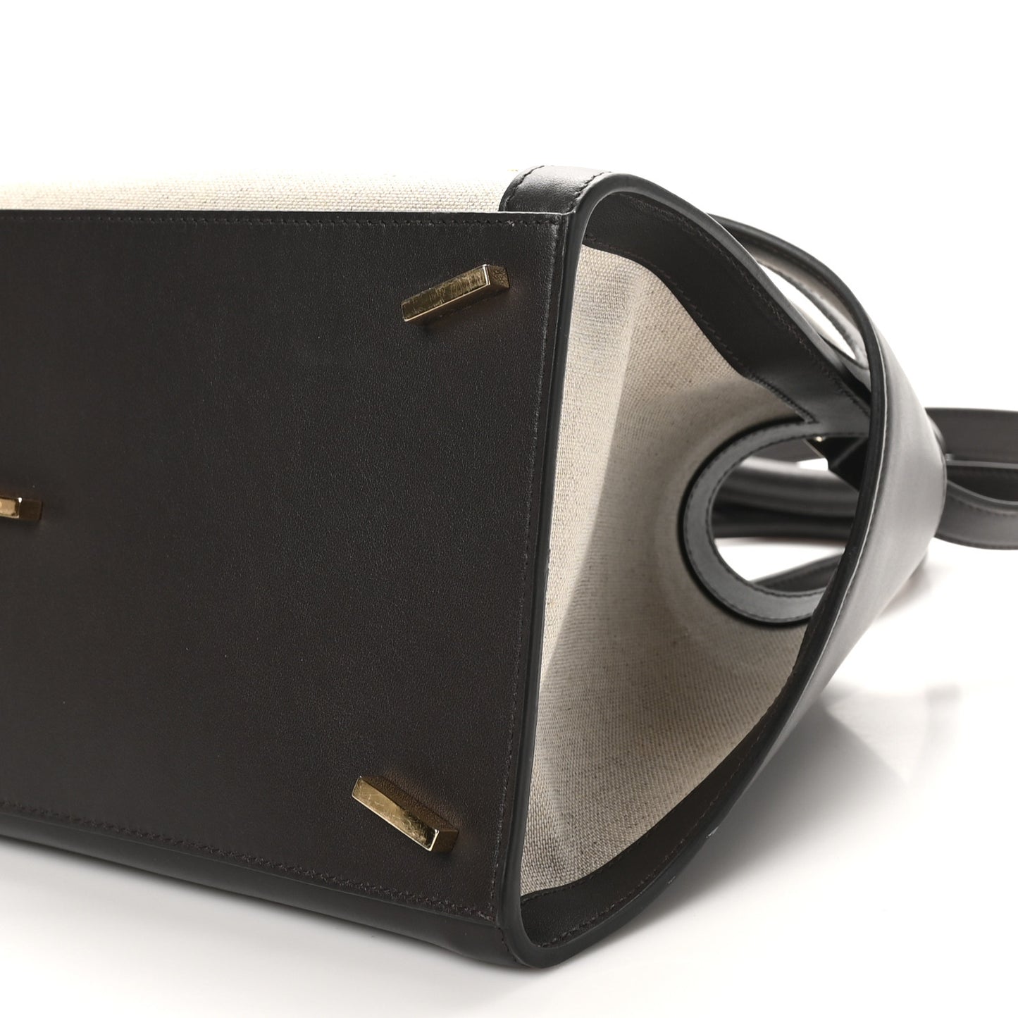 Calfskin Canvas Small Hug Bag Natural Testa Di Moro