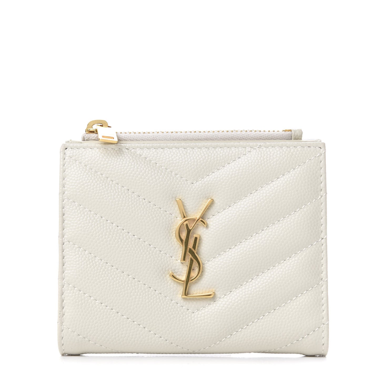 Grain De Poudre Matelasse Chevron Monogram Zipped Card Case Crema Soft