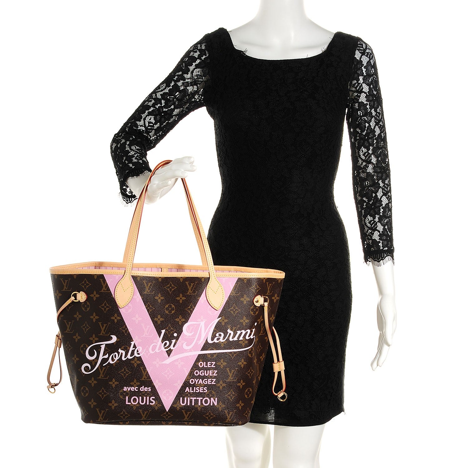 Louis Vuitton Monogram Forte Dei Marmi V Neverfull MM Rose Ballerine 2 of 8