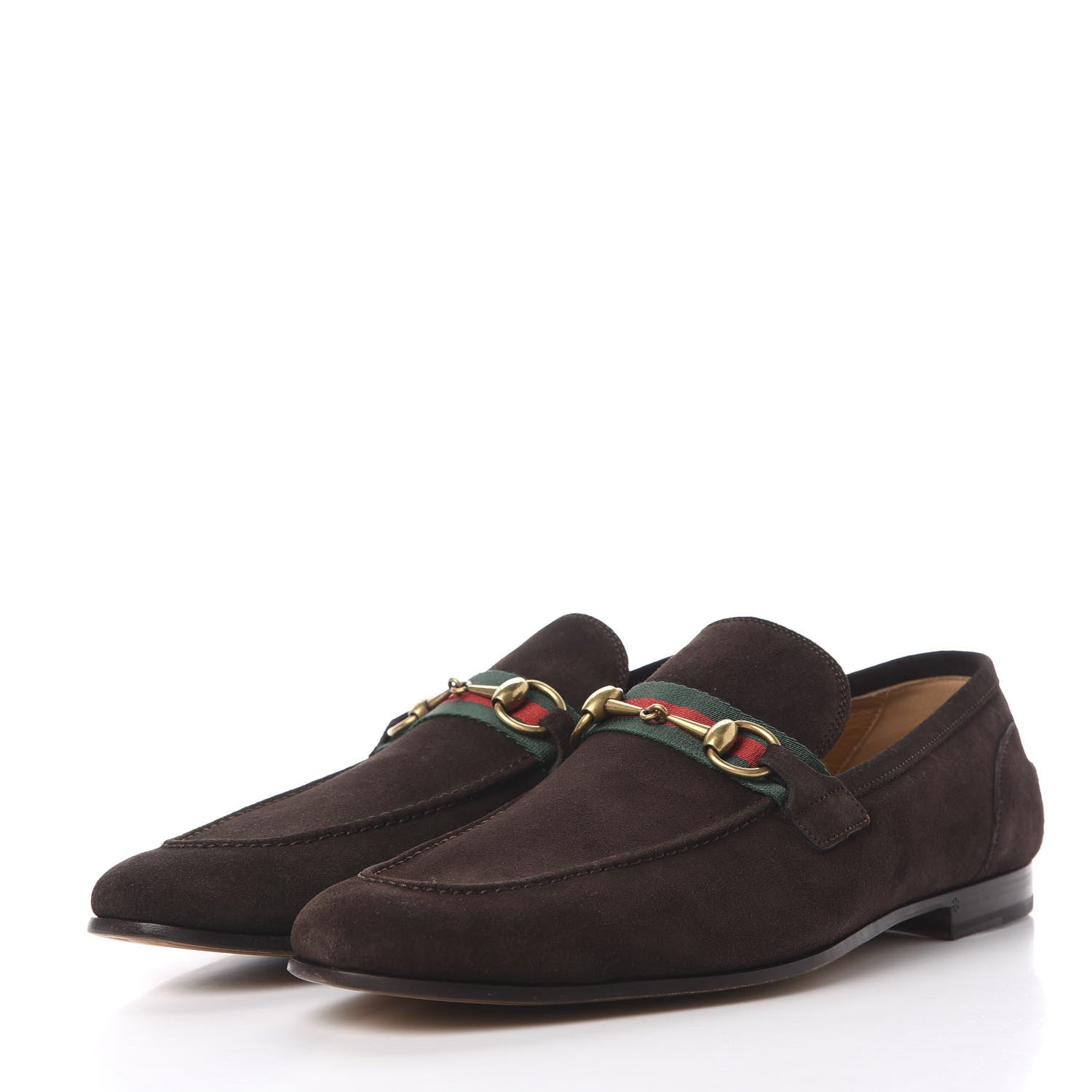Gucci Suede Web Mens Horsebit Loafers 10.5 Cocoa 2 of 11