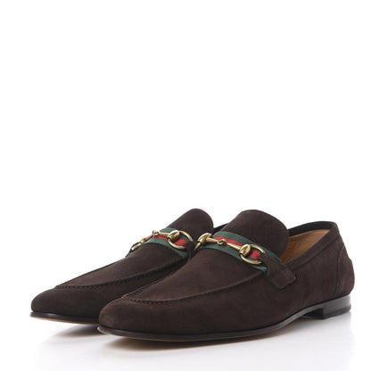 Gucci Suede Web Mens Horsebit Loafers 10.5 Cocoa 2 of 11