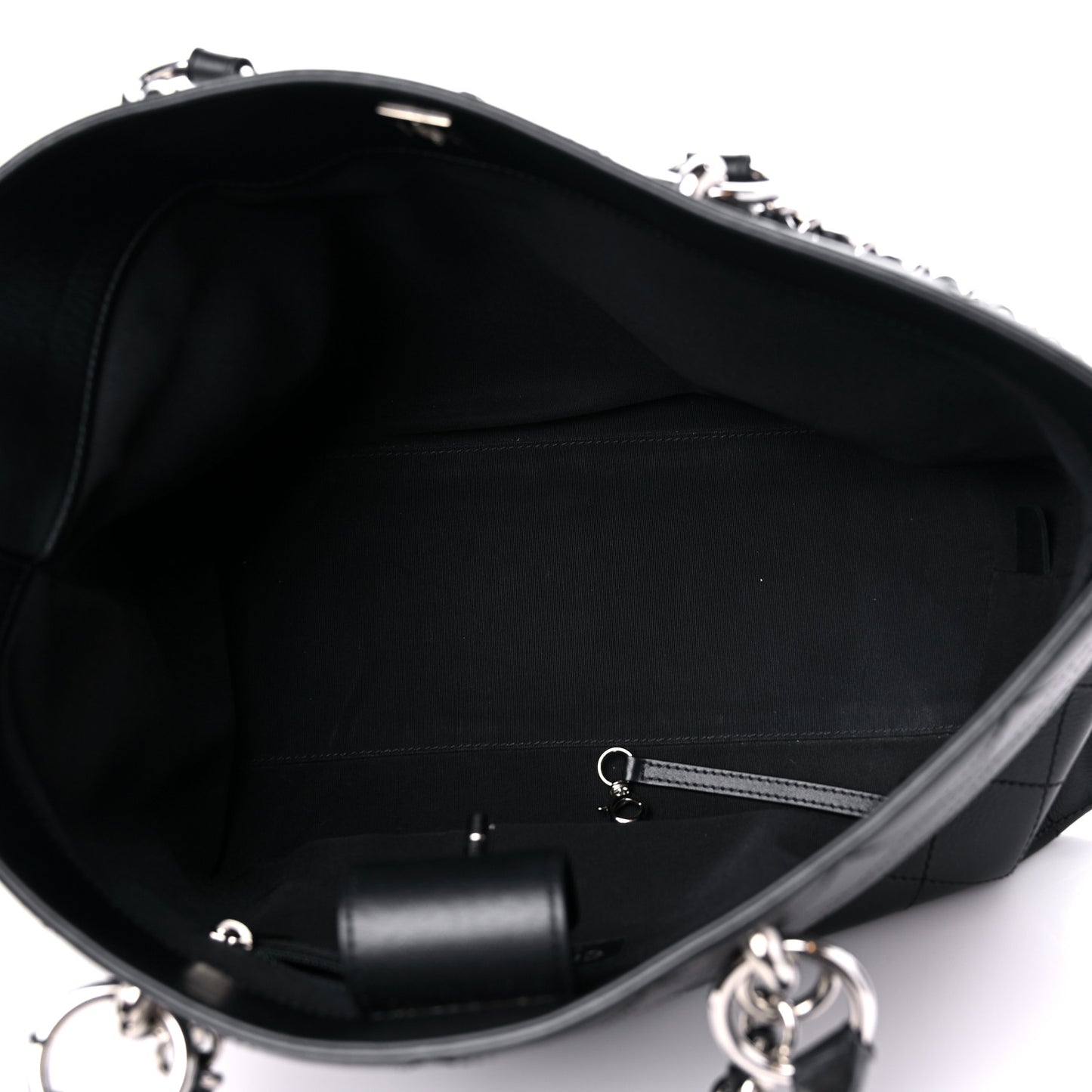 Calfskin Stitched Shopping Tote Black