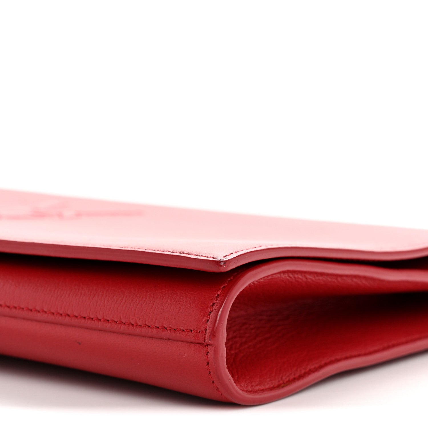 Saint Laurent Calfskin Monogram Large Belle De Jour Clutch Red 10 of 11