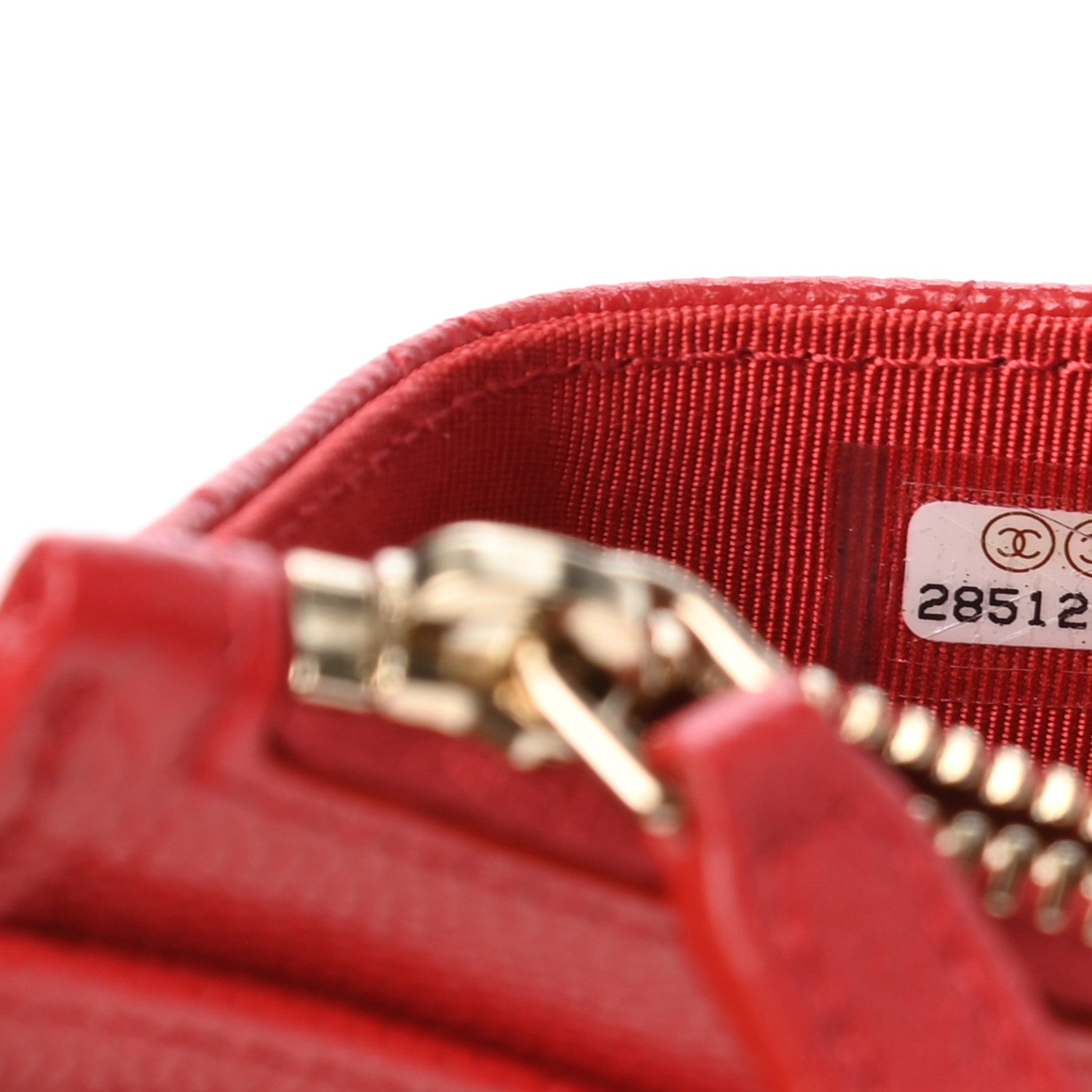 Chanel Caviar Quilted CC Zip Card Holder Red 7 of 8