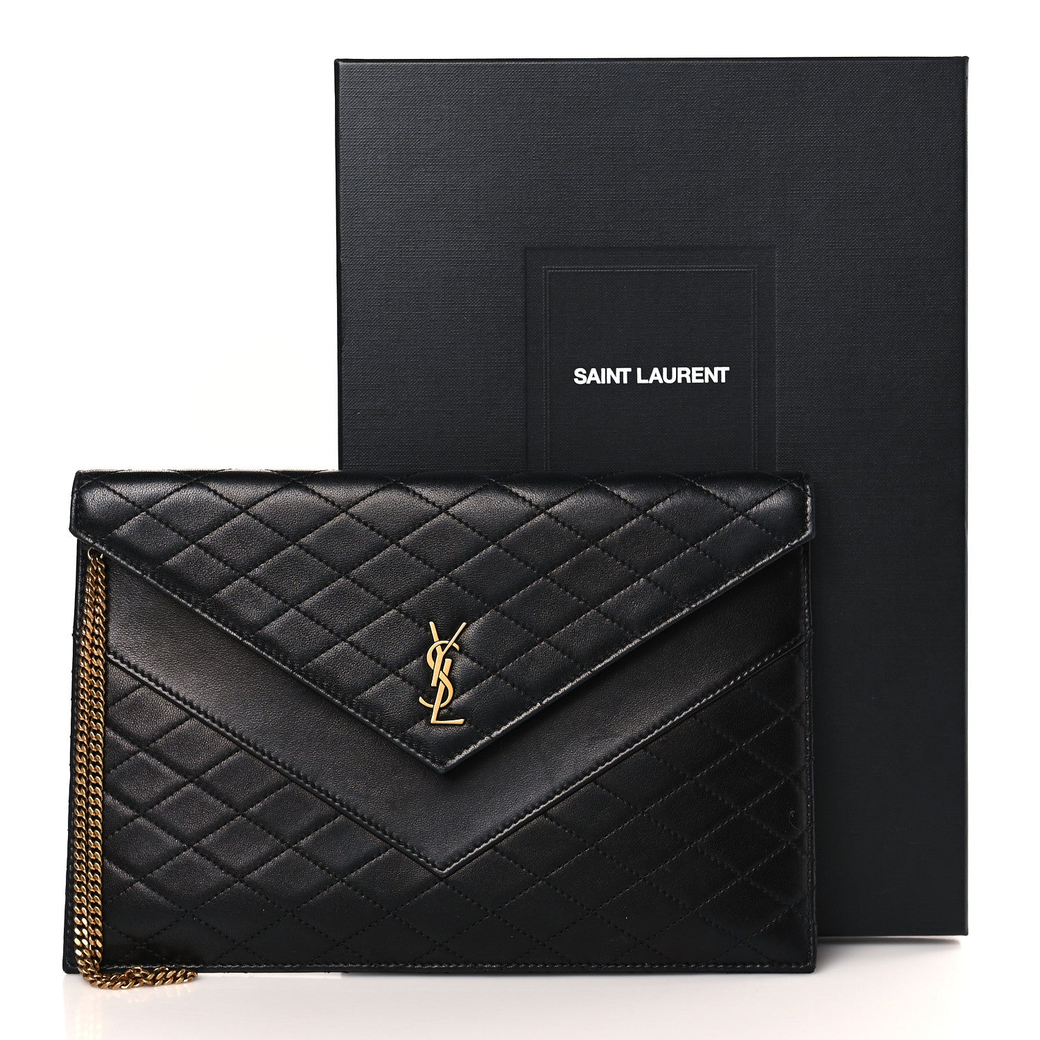 Saint Laurent Lambskin Quilted Double Flap Chain Pouch Black 8 of 8