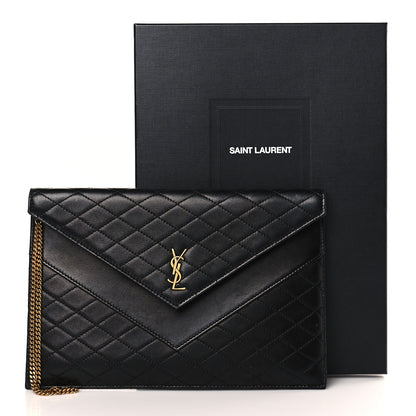 Saint Laurent Lambskin Quilted Double Flap Chain Pouch Black 8 of 8